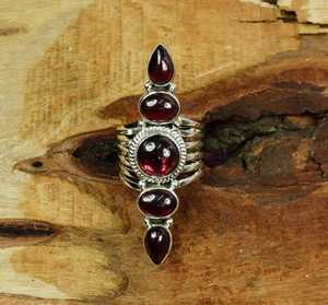 Anillo de granate rojo de Plata de Ley 925, joyería de piedras preciosas naturales hechas a mano, anillo de piedra natal de enero para ella, regalo elegante - Product Image 2