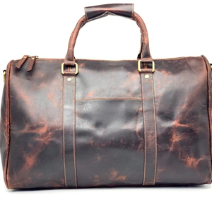 Bolsa de Viaje de Cuero para Hombre, Estilo Vintage, con Cierre de Cremallera, Forro de Poliéster Resistente, Color Marrón - Product Image 6