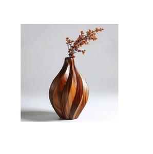 Jarrón artesanal de madera de estilo clásico, tamaño personalizable, jarrón decorativo para el hogar para regalo - Product Image 3