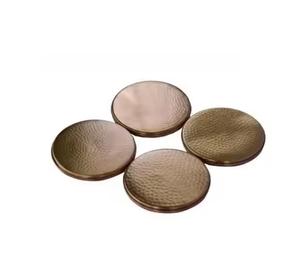 Posavasos martillado de acero inoxidable con soporte Juego de posavasos de vidrio de forma redonda de diseño más nuevo para los más vendidos - Product Image 2