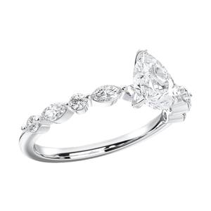 Diamond Chic 1,36 Ct Anillo de compromiso Lab Grown Pear & Round & Marquise Shape en Sterling Silver OEM Venta al por mayor - Product Image 4
