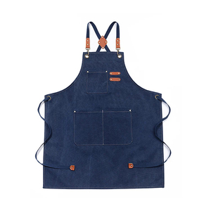 Venta al por mayor logotipo personalizado algodón poliéster cocina Chef delantales de cocina impermeable restaurantes hombre mujer negro babero en blanco reutilizable - Product Image 3