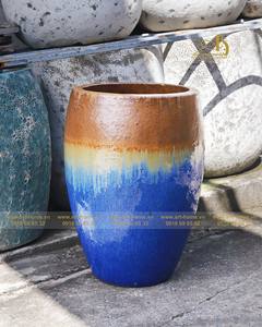 Pot en céramique émaillée bleu-jaune Ombre GL074H80-YBO un superbe décor à la maison pour la plantation et le jardin - Product Image 5