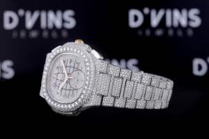 VVS المويسانيتي الماس الهيب هوب ساعة الفولاذ المقاوم للصدأ الخصر ماديتا اليدوية الإعداد الماس الفاخرة ساعات الكوارتز - Product Image 3