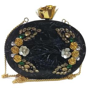 <b>Angel</b> Style Oval Shape Resin Crafts Clutch Bag Acrylic Evening Purse with Smooth Glossy Finish for Weddings, Parties - Product Image 2