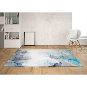 Gray Marble <b>Rug</b>: Modern Soft Tones, Salon or Nursery,<b>Chenille</b> <b>Rug</b> - Product Image 4