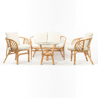 Nouvelle conception de chaise et de table en rotin Subaliu et en rotin Jawit, meubles de salon d'intérieur avec coussin et dossier