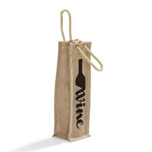 Bolsas de Yute para una Sola Botella de Vino con Logotipo Personalizado, Bolsas de Regalo de Arpillera con Asas de Cuerda - Product Image 2