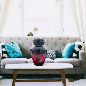 Urne funéraire en velours rouge humain pour cendres Urne funéraire pour adulte avec design gravé Urne de crémation pour cendres Conteneur de cendres (Noir) - Product Image 5