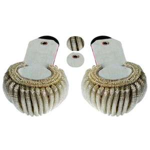 Pareja de Epaulettes Plateados de Alta Calidad Hechos a Medida con Flecos Dorados, Pliegues Decorativos para Hombros, para Vestido Formal, Algodón Poliéster Personalizado - Product Image 3