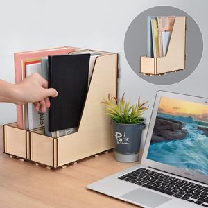 2Pcs Wooden Magazine Organizer Vertical Desk Magazine Rack Desk Magazine <b>File</b> Holder Organizer Desktop <b>File</b> - Product Image 4