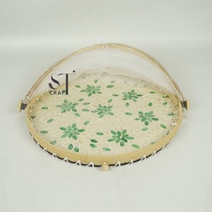 Couvre-plat élégant en bambou avec couvercle, élégantes assiettes en nacre, récipient de rangement pour aliments, fabriqué à la main au Vietnam - Product Image 4