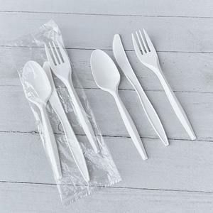 Boardwalk 6.97 Pulgadas Juego de Cubiertos Desechables de Plástico Blanco, Peso Medio, Tenedor/Cuchillo/Cuchara, Juego de 3 Piezas, 250 Unidades/Caja para Fiestas - Product Image 4
