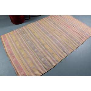 พรมขนแกะสีน้ำตาลแบบดั้งเดิม7.7ft 4.7 x งานเย็บแบบตุรกีโบราณทำด้วยมือพรมหลังสำหรับวัยรุ่นพรมข้างเตียง - Product Image 2