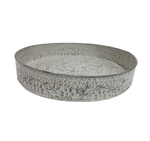 Bandeja redonda para servir de diseño único, bandeja para servir de hierro de Color gris para el hogar, restaurante y decoración de bodas - Product Image 1