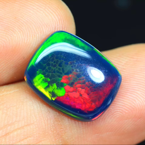 Natural Honeycomb Ethiopian <b>Black</b> Opal Gemstone Semi Precious Rainbow Flashy Cushion Smooth <b>Polished</b> <b>Black</b> Opal Cabochon - Product Image 1