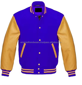 Chaqueta Universitaria Personalizada de Alta Calidad para Hombre, Chaqueta de Invierno de Lana con Revestimiento de Cuero, Cortavientos, con Cuello Alto y Calefacción, al por Mayor - Product Image 2