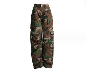 2023 Streetwear <b>Camo</b> Jeans Denim Wide Leg Pants for Ladies Cargo Pants <b>Women</b> With Custom Design and Breathable OEM Services - Product Image 4