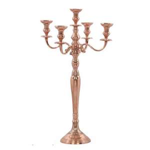 Best Selling Modern New Design Gold Finished 5 Arm Candelabra Metal Aluminum <b>Candle</b> Stand Customized Size Wedding Table Decorate - Product Image 2