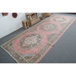 4.7x13 ft Vintage Rug, Turkish <b>Runner</b> Rug, <b>Red</b> Blue Animal Print Rug - Product Image 2