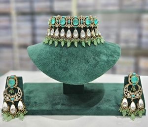 Collar de joyería victoriana maravilloso indio Real Kundan calidad superior oro antiguo perla gota gargantilla collar con pendientes - Product Image 3