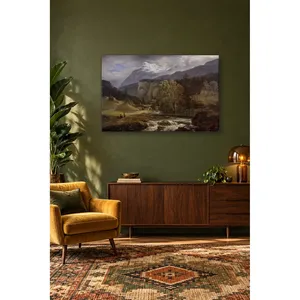 Impression sur toile de la cascade Fida Dahl au pied d'une montagne enneigée - Product Image 2
