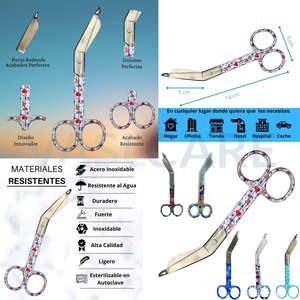 กรรไกรตัดผ้าพันแผลใช้สำหรับปฐมพยาบาลนักเรียนดีไซน์แบบทู่รูปแบบที่สวยงาม - Product Image 3