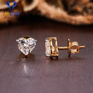 2,22 TDW Heart Stud Earrings Labgrown HPHT/CVD Diamond VS1 Clarity IGI Certified 18K Gold con VS1 Clarity Jewelry - Product Image 2