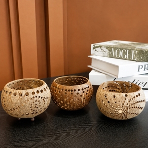 Bol rond en coquille de noix de coco fait main, écologique, décoration intérieure, utilisation domestique - Product Image 2