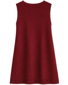 Customized Wine Red <b>Womens</b> Knitted Sleeveless Sweater Vest V Neck With Front Pockets Casual Winter Layering OEM Factory - Product Image 6