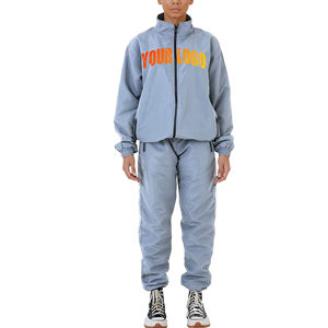 Venta al por mayor de pantalones de chándal de nailon Jogger Trajes Chándal en blanco Conjunto de sudor Pantalones de chándal de nailon de retazos personalizados para mujeres Damas - Product Image 4