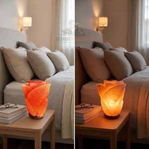 Lámpara de Cristal Rosa Tallada a Mano, Ecológica, con Interruptor de Intensidad y Base de Madera para Decoración de Spa y Hogar - Product Image 4