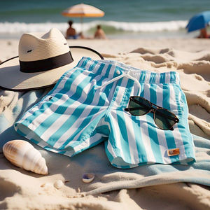 Pantalones cortos de playa de línea de rayas personalizados Pantalones cortos de sublimación ligeros Pantalones cortos de playa de verano de cintura con cordón para hombres - Product Image 2