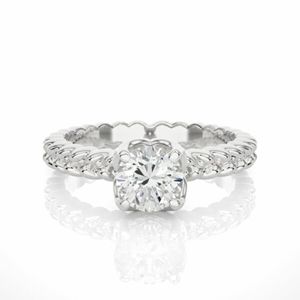 Bague de fiançailles en diamant solitaire à 4 griffes de coupe ronde pour femmes - Product Image 5