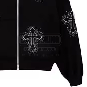 Producto en línea de alta calidad Nuevo artículo Sudadera con capucha de diamantes de imitación de mezcla de algodón Ropa de moda Ropa cómoda Sudaderas con capucha de diamantes de imitación - Product Image 5