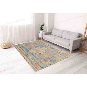 Green <b>Rug</b> Printed <b>Rug</b>: Modern Turkish Design for Home Decor,<b>Chenille</b> <b>Rug</b> - Product Image 3