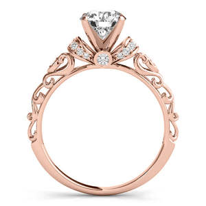 แหวนหมั้นสไตล์โบราณทองคำโรสโกลด์ 14k ประดับเพชร 0.12 กะรัต - Product Image 2