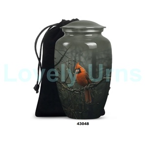 Venta caliente de aluminio grande de cremación de pájaros cardinales urna para adultos para cenizas humanas urna decorativa de tamaño completo con bolsa de terciopelo gratis - Product Image 5