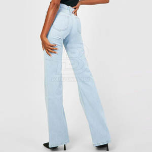 Pantalones vaqueros de mujer de último diseño 2025, estilo recto transpirable ligero con cintura media, estilo único al por mayor - Product Image 5