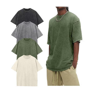 Top tendance hommes lavé à l'acide surdimensionné goutte épaule t-shirts poids lourd coupe ample t-shirts chemises 300 GSM - Product Image 5
