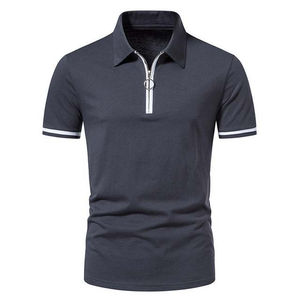 Polos de media cremallera para hombre de alta calidad, tela de algodón cómoda, diseño elegante a rayas, polos transpirables y de secado rápido - Product Image 1