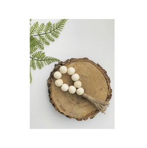Ronds de serviette en perles de bois anneau de serviette de Noël Boho anneau de serviette de ferme avec gland pour décor de table - Product Image 1