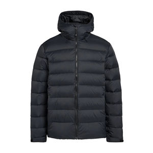 Parka acolchada a prueba de viento negra personalizada para hombre, chaqueta con capucha rellena de plumón, puños de Velcro con aislamiento cálido y bolsillos, chaquetas acolchadas para hombre - Product Image 6