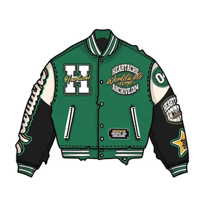 Vêtement de rue personnalisé OEM, broderie, toile, 100% laine, séchage rapide, respirant, vintage, coloré, manches longues, patch, chenille, lettreman - Product Image 5