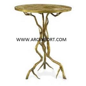 Table d'appoint de salon au design attrayant pour intérieur Table de grande taille avec dessus en aluminium doré à la feuille à un prix abordable - Product Image 6