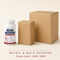 Capsules de champignons Reishi OEM ODM dans une bouteille personnalisée, 60 capsules végétales, végétaliennes