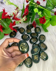 Pierre précieuse verte RAIS AGATE Zibu Coin, Symbole de richesse et de flux de monnaie, Cabochon naturel de forme ovale Feng Shui - Product Image 6