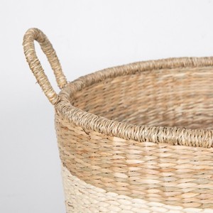 Cesta de Lavandería de Mimbre a Rayas con Asas, Hecha a Mano, Organizador de Almacenamiento Duradero para el Hogar, Venta al por Mayor, Suministro a Granel Económico - Product Image 2