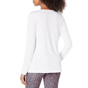 T-shirts décontractés pour femmes en polyester/coton tricoté, coupe ajustée, haute qualité, manches longues, col rond, teint uni, compressés, marque privée - Product Image 5