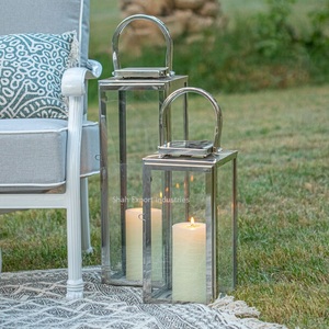 Home Decorative Metal & Glass <b>Candle</b> Lantern Silver Finished for Wedding & Christmas Tabletop Decor <b>Hanging</b> Lantern - Product Image 3
